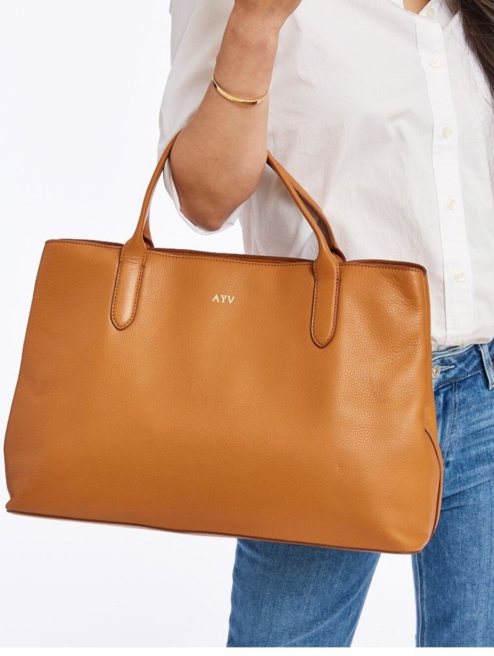 MARK & GRAHAM "CAROLINA" Cream Leather Handbag